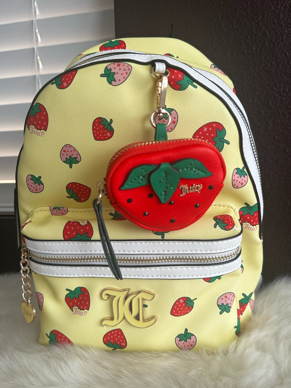 New•Juicy Couture Sweet & Juicy Strawberry Mini Backpack with  Bag charm.